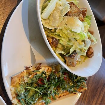 Seasons 52 - Pesto Chicken Half Flatbread and Ceasar salad - Seafood Near Me - Buford, Georgia Seasons 52 - Pesto Chicken Half Flatbread and Ceasar salad - Seafood Near Me - Buford, Georgia