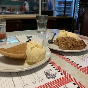 Helen's Grill - Pumpkin and rhubarb pies with ice cream - Diners Near Me - Vancouver, British Columbia