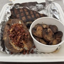 NY New York Strip* 20 oz Sauteed Mushrooms Baked Potato Bacon bits
