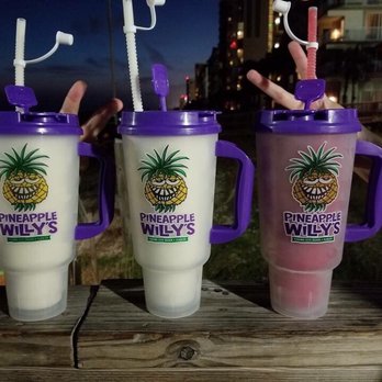 Pineapple Willy's - 2 pina coladas and a strawberry daiquiri - Seafood Near Me - Panama City Beach, Florida Pineapple Willy's - 2 pina coladas and a strawberry daiquiri - Seafood Near Me - Panama City Beach, Florida
