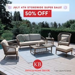 Celebrate Independence Day at KB Patio! Enjoy 50%* off MSRP at our locations--but only until July 6.