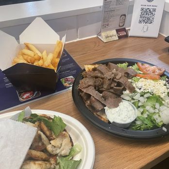 Olympia Gyro - Chicken Caesar Souvlaki Sandwich, Beef & Lamb Gyro Platter, and French Fries - Mediterranean Near Me - Philadelphia, Pennsylvania