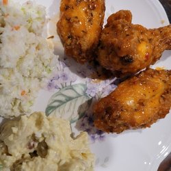 Miller's Country Kitchen - Coleslaw and potato salad.  Wings are from Stoltzfus BBQ.