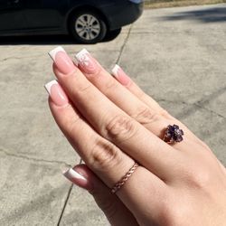 Whitfield Nails Lounge - Square, French tips, with flower design!