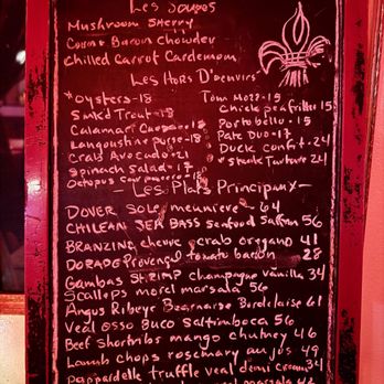 Le Fou Frog - There are two menus, the available-anytime printed menu and the evening's specials on a chalkboard (as of 08/2025). - French Near Me - Kansas City, Missouri