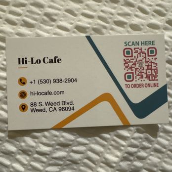Hi-Lo Cafe - Business Card - American Near Me - Weed, California