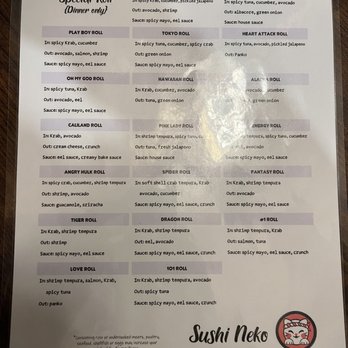 Sushi Neko - Menu - Sushi Bars Near Me - Arvada, Colorado