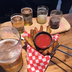 Bootstrap Brew Pub - Pickle fries $10 . Fantastic flavour unlike any pickle stick I've had! Marinara great choice