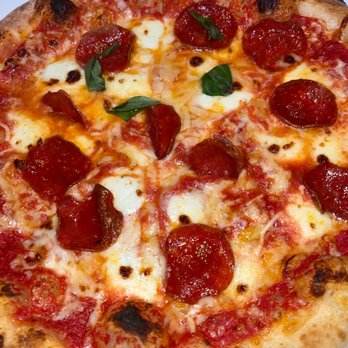 Fire + Wine - Four Cheese Pizza with pepperoni - Tapas/Small Plates Near Me - Glen Ellyn, Illinois