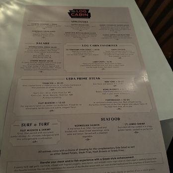 Log Cabin Steakhouse - The Menu - Seafood Near Me - Galena, Illinois Log Cabin Steakhouse - The Menu - Seafood Near Me - Galena, Illinois