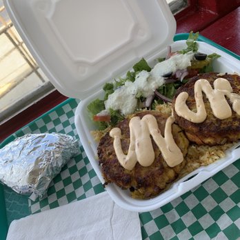 Arhiboo Shawarma - Salmon Cake Plate - Middle Eastern Near Me - Stone Mountain, Georgia