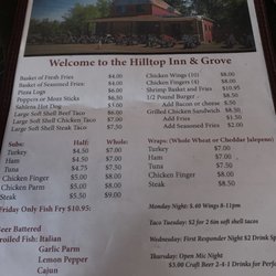 Hilltop Inn & Grove - Small menu!