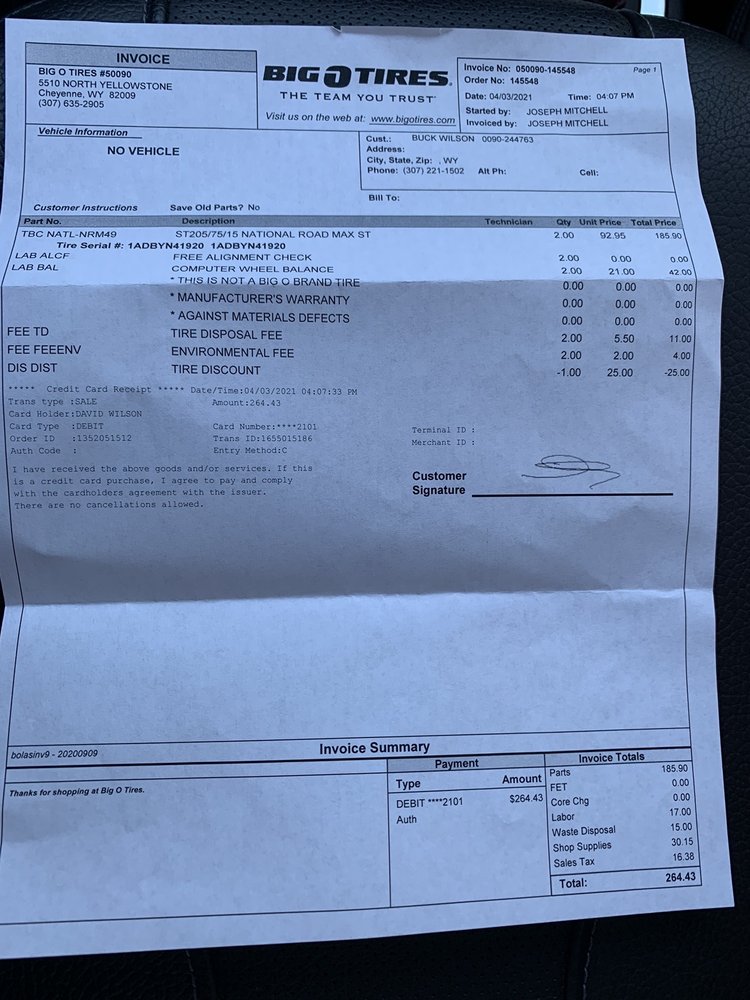 BIG O TIRE STORES Updated October 2024 28 Reviews 5510