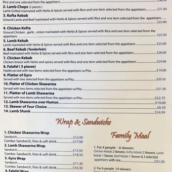 Almanqal Mediterranean Grill - Menu: Main Course, Wraps & Sandwiches, Family Meal August 2022 (2/2) - Mediterranean Near Me - Seattle, Washington