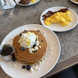 Lemon Blueberry Goat Cheese Pancakes