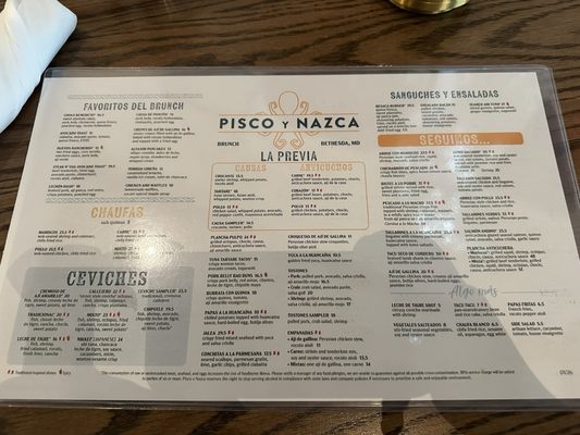 Menu photo 1 Pisco y Nazca Bethesda, MD Menu photo 1 Pisco y Nazca Bethesda, MD