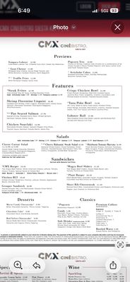 Menu photo 1 CMX CinéBistro Siesta Key Sarasota, FL Menu photo 1 CMX CinéBistro Siesta Key Sarasota, FL