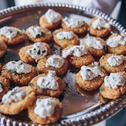 Just Eat This! - Potato pancakes with bacon, horseradish, sour cream
