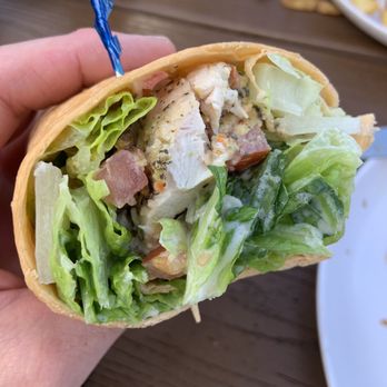 Funky Pelican - Chicken Caesar wrap.  Very good, but could have used a tad more Caesar dressing.  I'll ask for some on the side next time. - Seafood Near Me - Flagler Beach, Florida