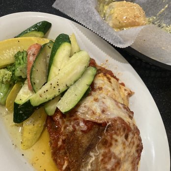 Italiano's Restaurant - Eggplant parmigiana with vegetables - Italian Near Me - Atascocita, Texas