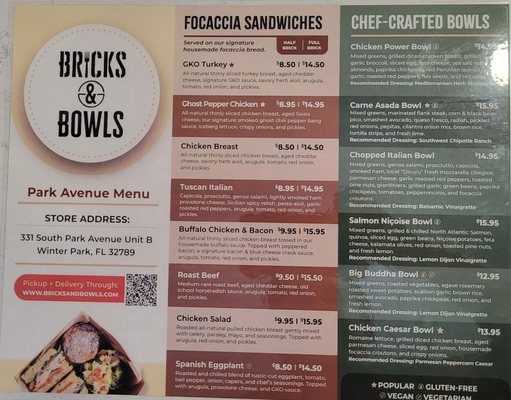 Menu photo 8 Bricks & Bowls Winter Park, FL