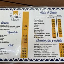 Puebla La Churreria - Menu