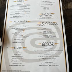 Picchu - Menu