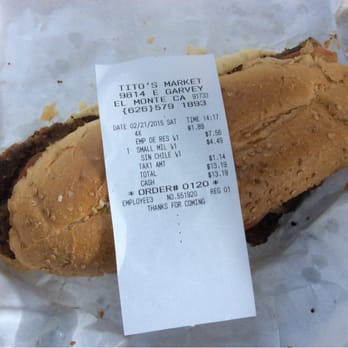 Tito's Market - Receipt... 4 beef empanadas and a small Milanesa - Sandwiches Near Me - El Monte, California Tito's Market - Receipt... 4 beef empanadas and a small Milanesa - Sandwiches Near Me - El Monte, California