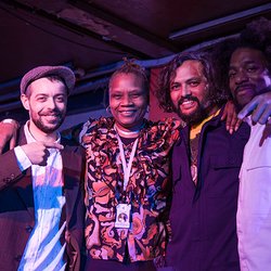 The Midi Music Company - MMC founder & Executive Director Wozzy Brewster OBE with Ahmad Dayes, Ahnansé (Wayne Francis) & Kush