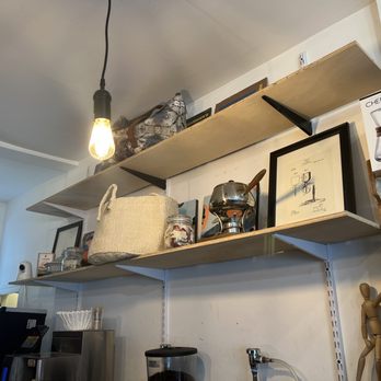 Brooklyn Kettle - a kitchen with shelves and a lamp - Coffee & Tea Near Me - Bedford-Stuyvesant, New York Brooklyn Kettle - a kitchen with shelves and a lamp - Coffee & Tea Near Me - Bedford-Stuyvesant, New York