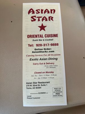Menu photo 2 Asian Star Yuma, AZ