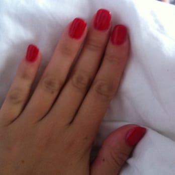 Cutee Nails - Red gel color 87 by nancy with added tips - Nail Salons Near Me - Encinitas, California