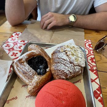 La Panadería - Concha, almond croissant and blueberry cream cheese pastry - Breakfast & Brunch Near Me - San Antonio, Texas La Panadería - Concha, almond croissant and blueberry cream cheese pastry - Breakfast & Brunch Near Me - San Antonio, Texas
