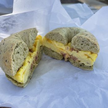 Clearwater Bagel - Egg n Egg, Cheese, Bacon & Bagel (Spinach Parmesan) - Bagels Near Me - Walnut, California