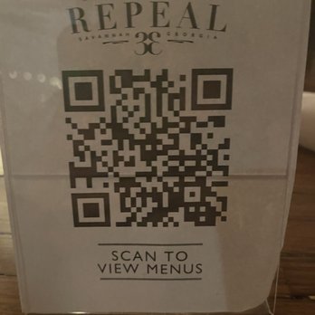 Repeal 33 - Scan menu I hate this I like real menus - Bars Near Me - Savannah, Georgia