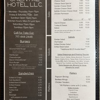 Oriental Hotel - Menu - Dive Bars Near Me - Mount Pleasant Mills, Pennsylvania Oriental Hotel - Menu - Dive Bars Near Me - Mount Pleasant Mills, Pennsylvania
