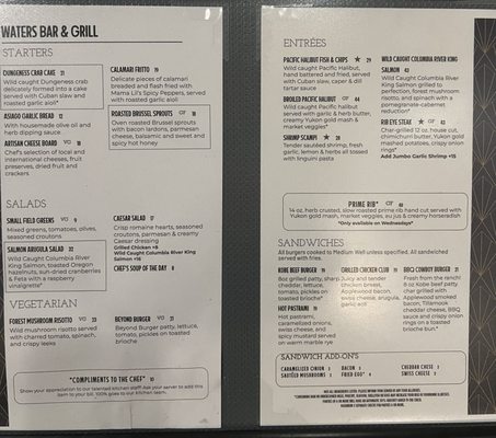 Menu photo 3 Waters Bar & Grille Portland, OR