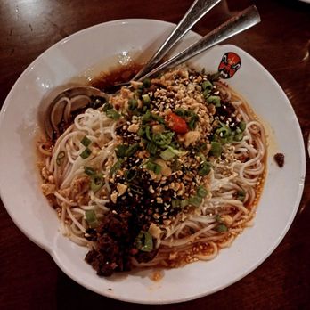 Chiho Bistro - Dan Dan Kurobuta Pork Chili Oil Noodles (contains peanuts) - Noodles Near Me - Seattle, Washington Chiho Bistro - Dan Dan Kurobuta Pork Chili Oil Noodles (contains peanuts) - Noodles Near Me - Seattle, Washington