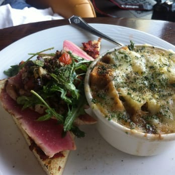 Rundle Bar - Ahi tuna focaccia and French onion soup - Lounges Near Me - Banff, Alberta Rundle Bar - Ahi tuna focaccia and French onion soup - Lounges Near Me - Banff, Alberta