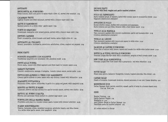 Menu photo 8 Sarafina's Italian Kitchen Arnold, CA