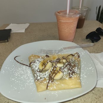 Cultura Ccafe - Banana Nutella crepe without whipped cream and a banana strawberry smoothie. - Coffee & Tea Near Me - Chicago, Illinois
