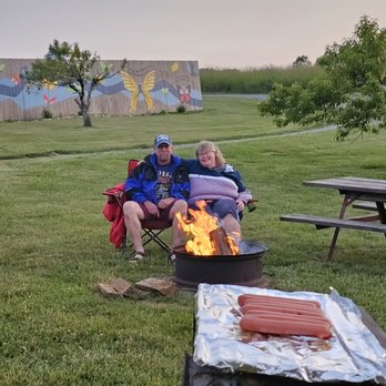 Fancy Gap Cabins And Campground - Guests cooking out and enjoying an evening fire at cabin 1. - Campgrounds Near Me - Fancy Gap, Virginia Fancy Gap Cabins And Campground - Guests cooking out and enjoying an evening fire at cabin 1. - Campgrounds Near Me - Fancy Gap, Virginia