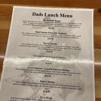 Dad's Bar & Steakhouse - menu - Steakhouses Near Me - Thayne, Wyoming Dad's Bar & Steakhouse - menu - Steakhouses Near Me - Thayne, Wyoming
