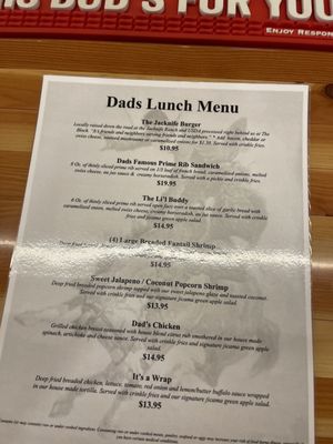 Menu photo 6 Dad's Bar & Steakhouse Thayne, WY Menu photo 6 Dad's Bar & Steakhouse Thayne, WY