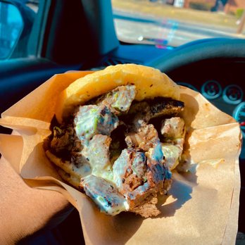 Cilantro Latin Bistro - 614 Arepa (Seasoned Grilled Beef, Grilling Cheese topped with Cilantro Sauce) - Food Trucks Near Me - Columbus, Ohio