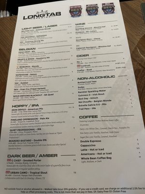 Menu photo 1 Longtab Brewing San Antonio, TX Menu photo 1 Longtab Brewing San Antonio, TX