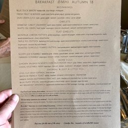 Breakfast menu