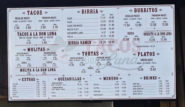 Menu photo 5 Tacos Don Luna Anaheim, CA