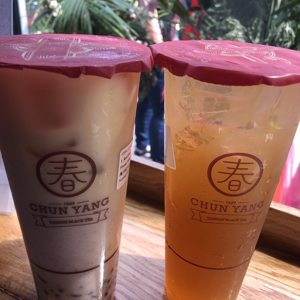 Chun Yang Tea - Red bean oolong tea latte and Honey osmanthus oolong tea - Bubble Tea Near Me - Flushing, New York Chun Yang Tea - Red bean oolong tea latte and Honey osmanthus oolong tea - Bubble Tea Near Me - Flushing, New York
