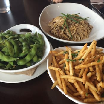 Yard House - My favorite trio: regular edamame, garlic shiitake noodles, truffle fries. - Bars Near Me - Pasadena, California Yard House - My favorite trio: regular edamame, garlic shiitake noodles, truffle fries. - Bars Near Me - Pasadena, California